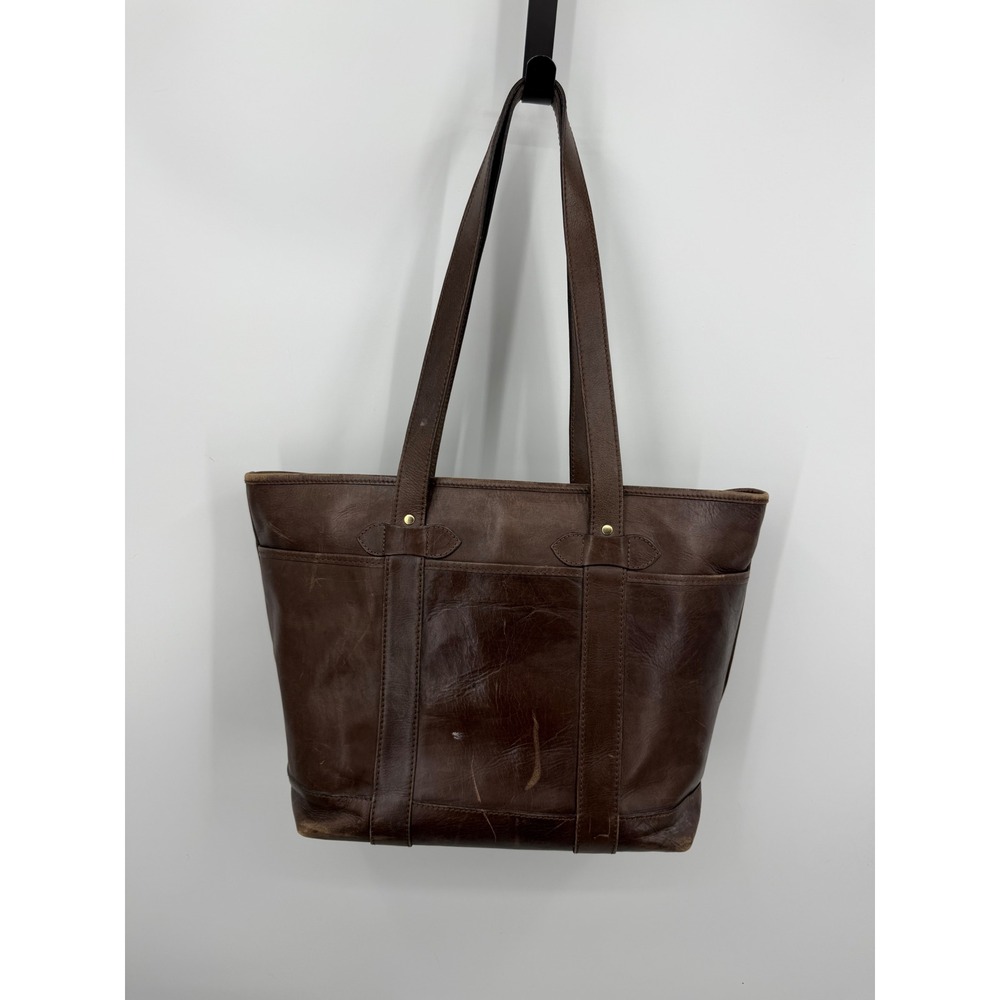 Tom Horn Classic Tote Bag Womens Brown Leather Patina Distressed